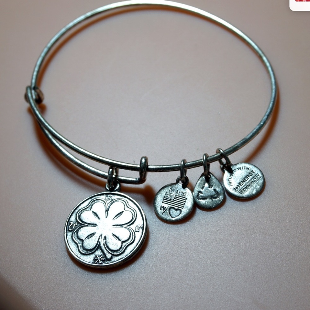 Alex and Ani Silver 4-Leaf Clover Charm Bracelet